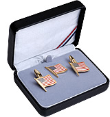 US Flag Cuff Links And Tie Tack In Presentation Box